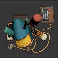 Game Movie Character With Blue Rabbit Ears Hat Glasses Red Backpack And Orange Boots