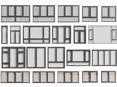 floor-to-ceiling window sliding window casement window bay window balcony window system window frame broken bridge aluminum window 3d model