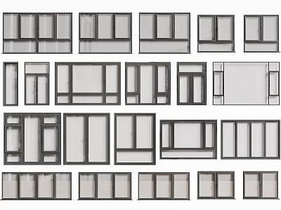 Different Styles And Sizes Of Floor To Ceiling Windows Shown 3d model