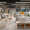 Bright Modern Book Art Store Interior Featuring Bookshelves Display Tables And Ceiling Design