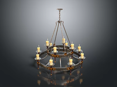 Classic Multi Tiered Chandelier With Metal Frame And Candle Lights For Decorative Furniture 3d model