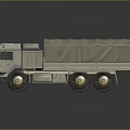 Olive Green Military Truck With Canvas Covered Cargo Bed And Multi Wheel Design