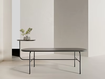 Modern Black Accent Chair With Metal Legs And Side Table In Minimalist Interior 3d model