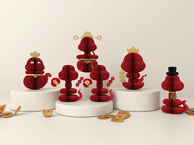 Modern Ornaments New Year Ornaments Year of the Snake Ornaments Snake Spring Festival Decoration Folding Paper Ornaments 3d model