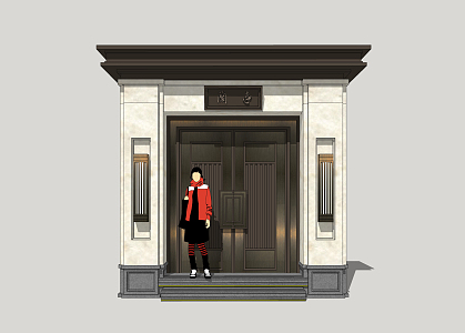 New Chinese Style Door Entrance Door 3d model