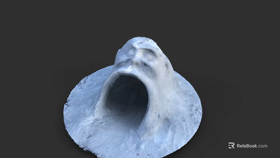 White Stone Game Movie Character Head With Open Mouth Fierce Expression And Circular Base 3d model 