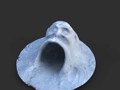 White Stone Game Movie Character Head With Open Mouth Fierce Expression And Circular Base 3d model