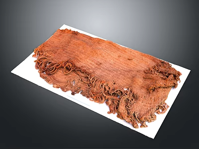 Brown Woven Home Textile With Fringed Edges On White Surface For Daily Use 3d model