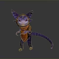 Cute Purple Fantasy Creature With Large Ears Scarf And Long Tail