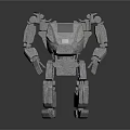 Gray Mechanical Robot 3D Model With Metallic Texture And Standing Pose 3d model