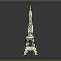 Golden Eiffel Tower Miniature Model With Intricate Design And Black Background Reflection 3d model