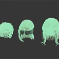 Three Golden Wig Hairpieces With Different Styles Various Lengths And Black Bands