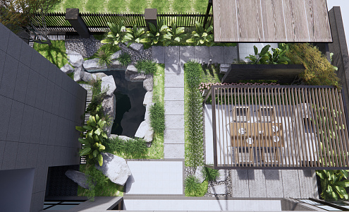 Modern Courtyard Garden 3d model