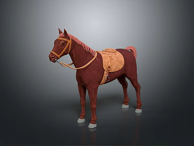 Realistic Brown Horse With Elegant Saddle And Bridle Detailed 3d model