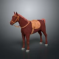 Realistic Brown Horse With Elegant Saddle And Bridle Detailed