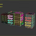 Detailed Multi Story Building Models With Brick Structure Balconies And Different Exteriors