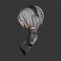 Game Movie Character 3D Bust Model With Short Gray Hair And Dark Outfit Red Patterns