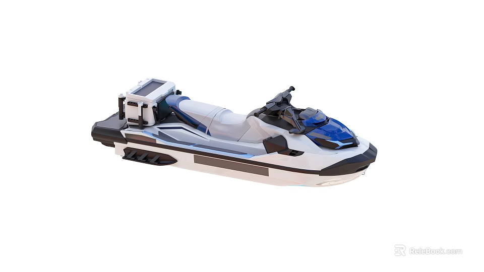 Modern Water Jet Ski With Blue And White Exterior Streamlined Body And Recreational Design 3d model 