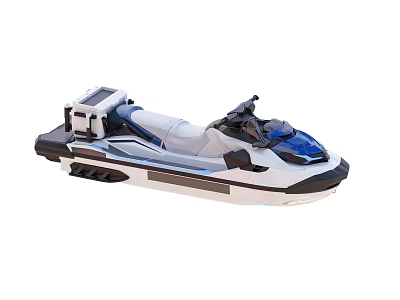 Modern Water Jet Ski With Blue And White Exterior Streamlined Body And Recreational Design 3d model