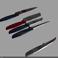 Sharp Weapon Knives Featuring Colorful Handles And Patterned Blades In Row