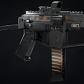 Tactical Submachine Gun With Magazine Scope Black Body And Wooden Grip
