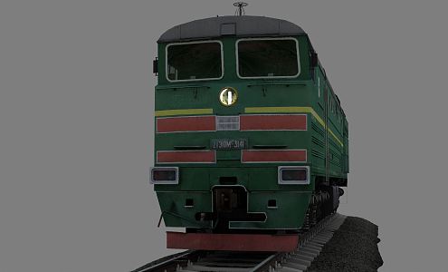 Modern Train Green Train Head Train 3d model