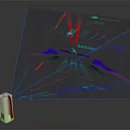 Projection Monitoring Silver Device With Colorful Light Rays And Geometric Patterns