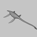 Long Neck Marine Reptile 3D Model With Sharp Teeth On Green Background 3d model