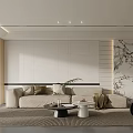 Modern Minimalist Living Room Interior With Sofa Coffee Tables And Marble Wall