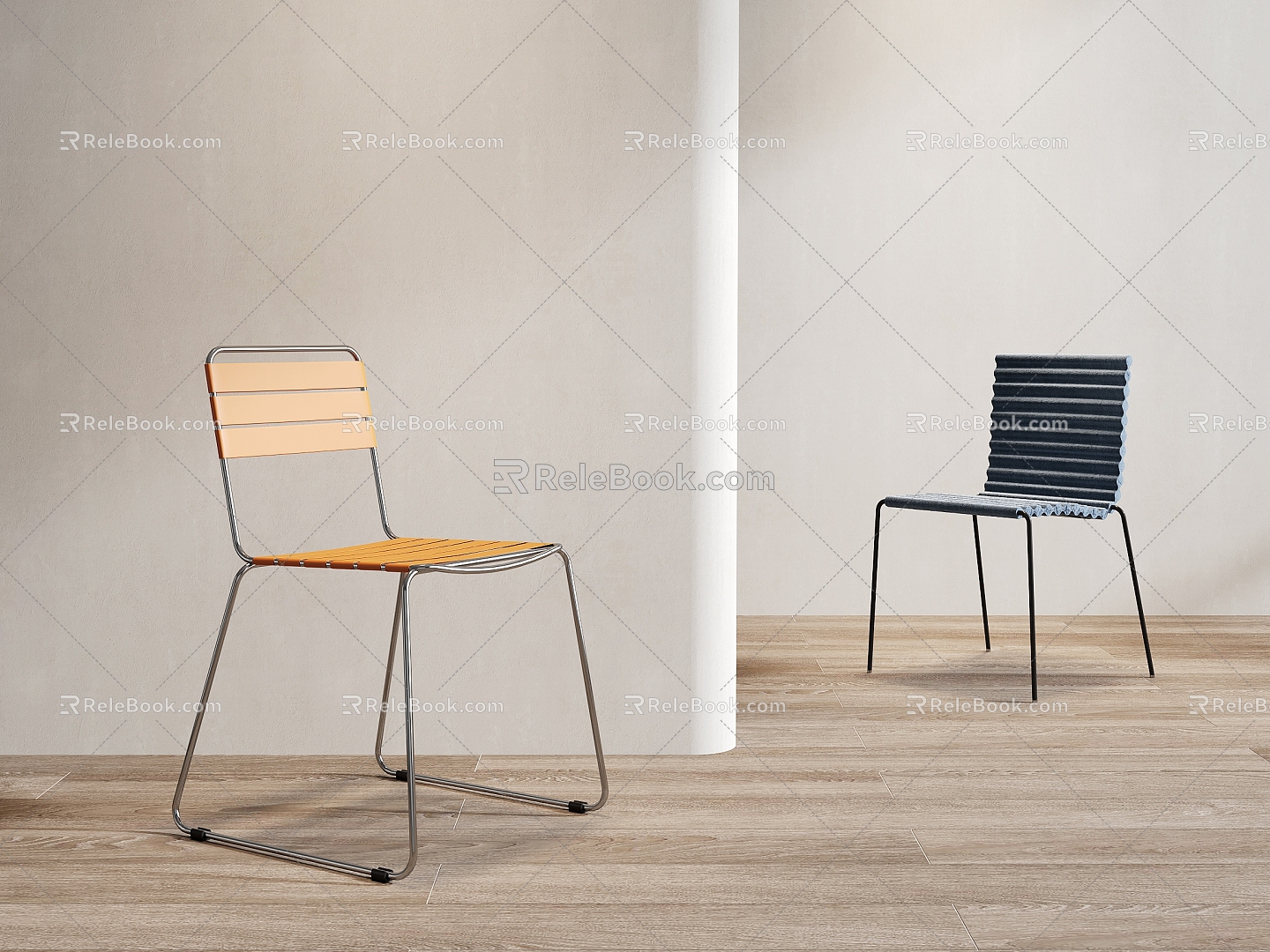 Modern Minimalist Dining Chair Stainless Steel Chair Single Chair 3d model