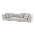 Beige Fabric Sofa With Multiple Pillows And Black Metal Legs 3d model