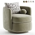 Light Green Single Sofa With Geometric Pattern Pillow And Round Ball Decor 3d model