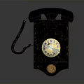 Vintage Rotary Dial Telephone With Classic Black And Gold Retro Design