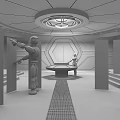 Advanced Futuristic Tech Environment With Robots Central Console And Illuminated Screens 3d model