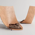 Modern Brown Leather Leisure Chairs with Curved Design and Soft Cushion in White