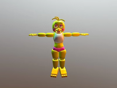 Colorful 3D Cartoon Character With Green Eyes Pink Outfit And Outstretched Arms 3d model