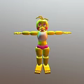 Colorful 3D Cartoon Character With Green Eyes Pink Outfit And Outstretched Arms