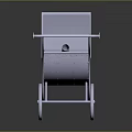 Elegant Vintage Style Metallic Baby Carriage With Spoked Wheels And Canopy
