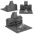 Building Blocks Classical Architecture Model With Detailed Roof Windows And Pyramid Structure 3d model