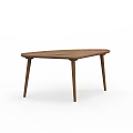 Modern Wooden Coffee Table With Irregular Tabletop And Slim Legs Design 3d model