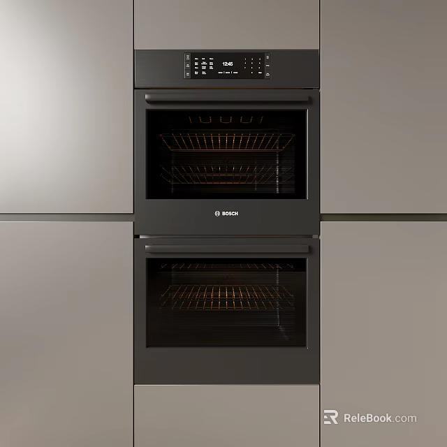 Modern Built In Double Bosch Oven For Kitchen Appliances In Contemporary Design 3d model 