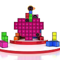 Colorful Block Structure With Game Character Logo On Stage And Starry Background 3d model