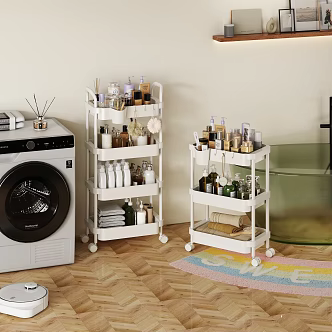 Modern Storage Rack Simple Cream Bathroom Toiletries Storage Rack 3d model