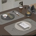 Stylish Modern Dining Table Setting With Placemats Plates And Cutlery 3d model