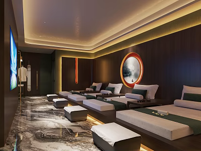 Luxury SPA Sauna Wellness Space With Comfortable Massage Beds And Modern Decorative Ambiance 3d model