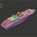 Blue And White Cruise Ship Model With Multi Level Decks