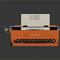 Orange Olympia Typewriter With Paper Sheet Black Keyboard And Classic Design