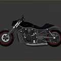 Sleek Black Cruiser Motorcycle With Round Headlight Red Rims And Dual Mirrors
