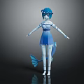 Anime Style Blue Haired Character With Mermaid Tail And Blue Dress Design