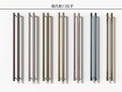 Modern Door Handles with Various Metal Finishes for Home Interior Design 3d model